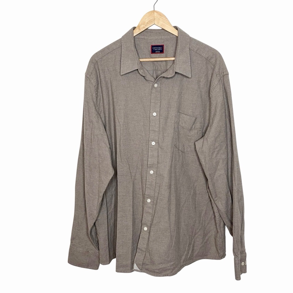Untuckit Sherwood Flannel Shirt Tan Mens XXXL 3XL Regular Fit Cotton Button Up